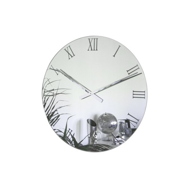 wandklok 56 of 85 cm, gezandstraald spiegelglas mer Romeinse cijfers